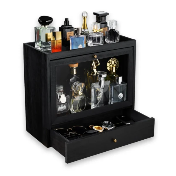 Wooden Cologne Organizer For Men Multi-slide Tiers Of Standing Perfume Display Holder(black) - Image 3
