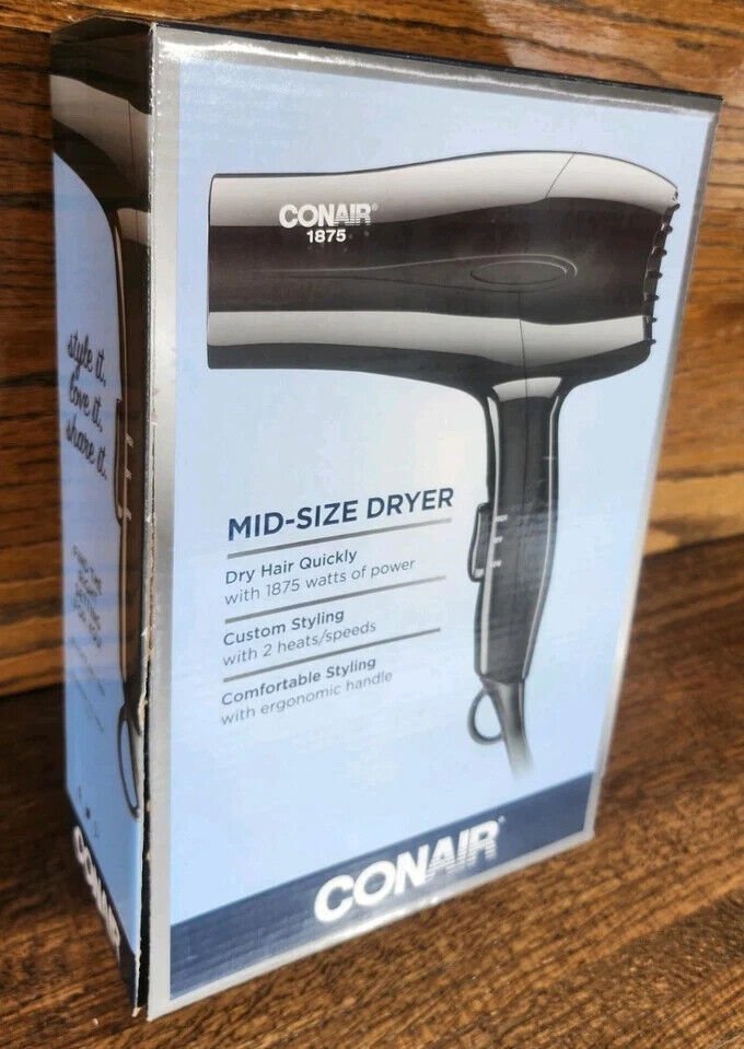 57 CONAIR Mid-Size Hair Dryer - 1875W - 2 Speeds/2 Heat Levels - New - Image 1