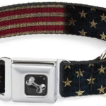 Buckle-Down Vintage US Flag Polyester Seatbelt Buckle Dog Collar, Large: 15 to 2