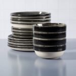 Gibson Home Sur La Table Kitchen Essentials Banquette 16pc Reactive Glaze Stoneware Dinnerware Set Black: Kitchen Dish Set, Service for 4 - Image 10