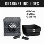 UbeCube Grabinet 1"x2" Kit Crate Black/Gray Bin: Stackable Polypropylene Decorative Box, Industrial Style, 13.5" Square - Image 2