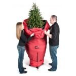TreeKeeper 7.5' Santa's Bags Upright Tree Storage Bag: Christmas Tree Storage, Built-In Handles, Polyester, Red - Image 2