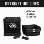 UbeCube Grabinet Kit 1"x2" Crate Black Bin: Stackable Polypropylene Decorative Box, Industrial Style, 13.5" Square - Image 2