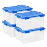 IRIS 2pk 82qt Store-it-All Box Black with Orange Lids and Buckles: Latching Storage Tote with Built-In Handles