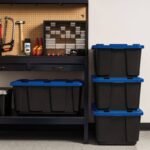 IRIS 27gal Stackable Storage Totes with Lids Black Blue 4pk - Image 3