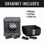 UbeCube Grabinet Kit 1"x3" Crate Black/Gray Bin: Stackable Polypropylene Decorative Box, Industrial Style, 13.5" Square - Image 2