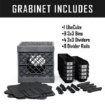 UbeCube Grabinet Kit 3"x3" Crate Black/Gray Bin: Stackable Polypropylene Decorative Box, Industrial Style, 13.5" Square - Image 2