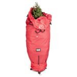 TreeKeeper 7.5' Santa's Bags Upright Tree Storage Bag: Christmas Tree Storage, Built-In Handles, Polyester, Red