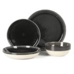 Gibson Home Sur La Table Kitchen Essentials Banquette 16pc Reactive Glaze Stoneware Dinnerware Set Black: Kitchen Dish Set, Service for 4 - Image 2