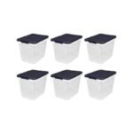 Home Logic 29qt 6pk Storage Bins Clear: Lidded, Stackable, Portable, Built-In Handles, Transparent, Universal Storage
