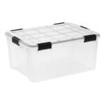 IRIS 60qt Plastic Storage Bins with Sealed Lids Clear Gasket Box Airtight Containers 4pk - Image 2