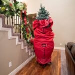 TreeKeeper 7.5' Santa's Bags Upright Tree Storage Bag: Christmas Tree Storage, Built-In Handles, Polyester, Red - Image 5