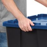 IRIS 27gal Stackable Storage Totes with Lids Black Blue 4pk - Image 6