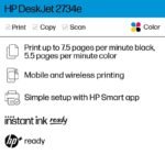 HP DeskJet 2734e Wireless All-in-One Color Printer Scanner Copier with Instant Ink and HP+ (26K72A) - Image 2
