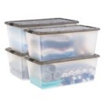 IRIS 91qt Plastic Storage Bins with Lids Clears Latchings Stackable Totes 4pk - Image 2