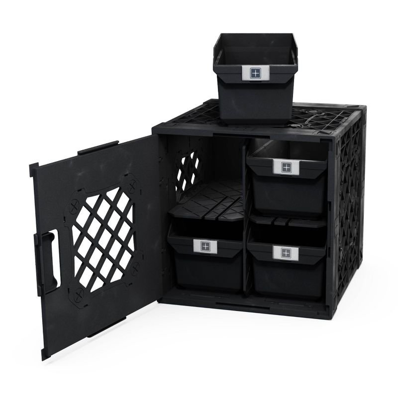 GUEST_ff34bb0c-6ad8-47a0-937d-e5ccd489b883 UbeCube Grabinet Kit 2"x2" Crate Black Bin: Stackable Polypropylene Decorative Box, Industrial Style, 13.5" Square - Image 1